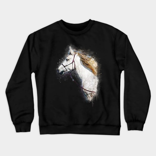 Magnificent Percheron Draft Horse Head 1 Crewneck Sweatshirt by CheekyPonyDesigns